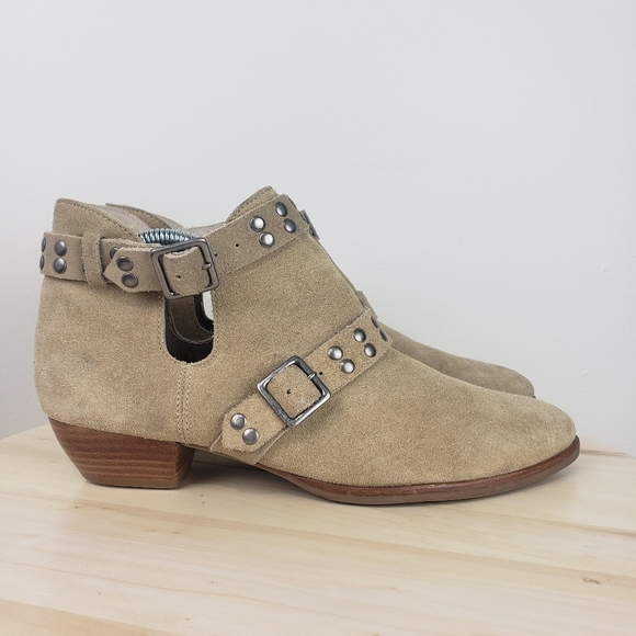 Anthropologie Matisse Neil Booties Size 8.5 Suede Leather Studded Buckle Western - Picture 8 of 14
